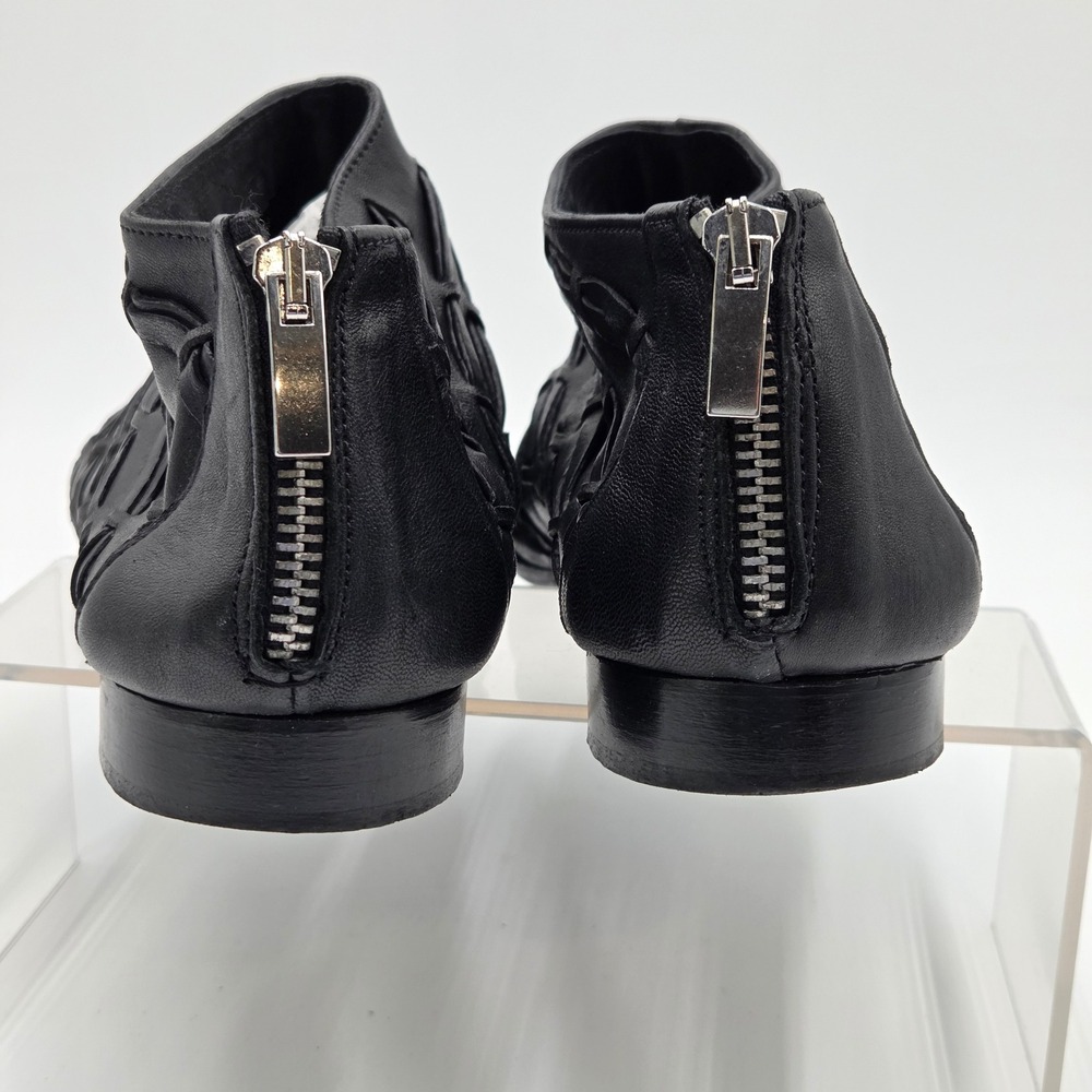 Ron White Womens 41 US 10 April Ribbon Weave Leather Peep Toe Sandals Black - Picture 7 of 7